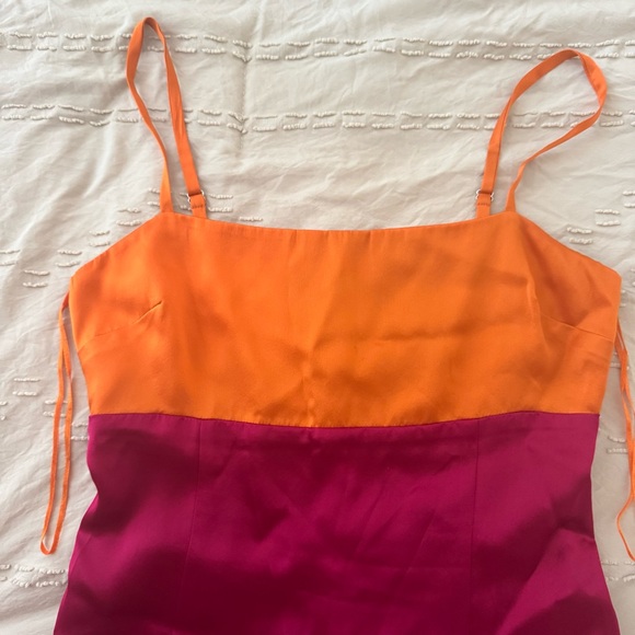 Reformation Jasmin Pink Orange Silk Dress - Size 0 - Picture 6 of 8